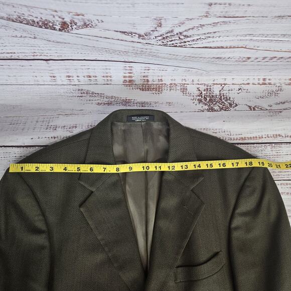 Oscar de la Renta Wool Tweed Blazer Mens 42R Brown Olive Hue Sport Coat Business - Picture 13 of 16